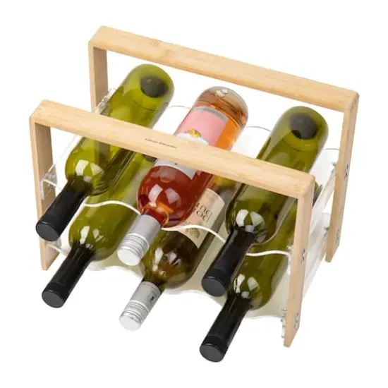 Mind Reader Modern Collection Bamboo & Acrylic 6 Bottle Wine Rack {6}