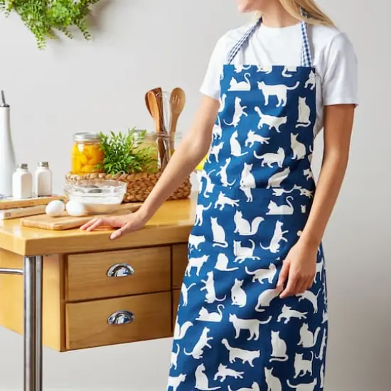 DII&reg; Cat Print Chef Apron Navy {6}