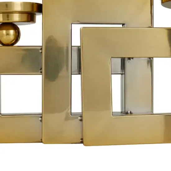 Gold Stainless Steel Modern Candle Holder, 14" x 14" x 6" {5}