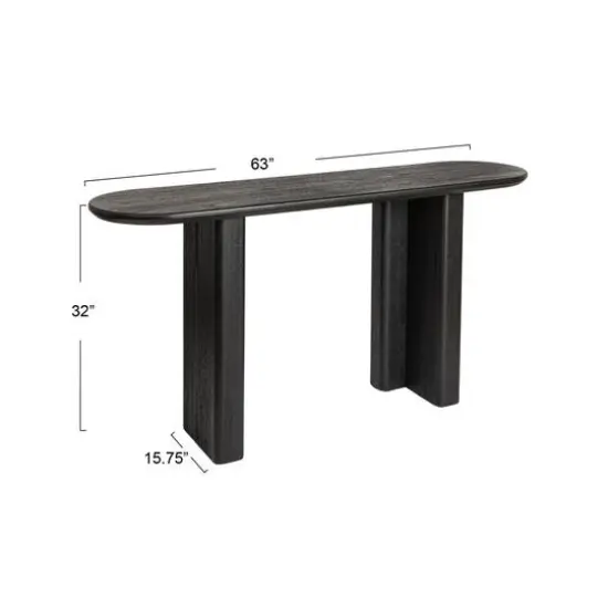 Hello Honey® Black Asymmetrical Fir Wood & Sycamore Wood Console Table {8}