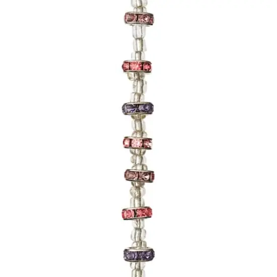 Purple & Pink Rhinestone Rondel Beads, 8mm by Bead Landing&trade; {1}