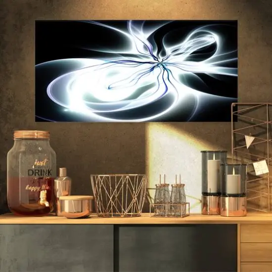 Designart - White Symmetrical Fractal Flower - Abstract Art on Canvas {4}