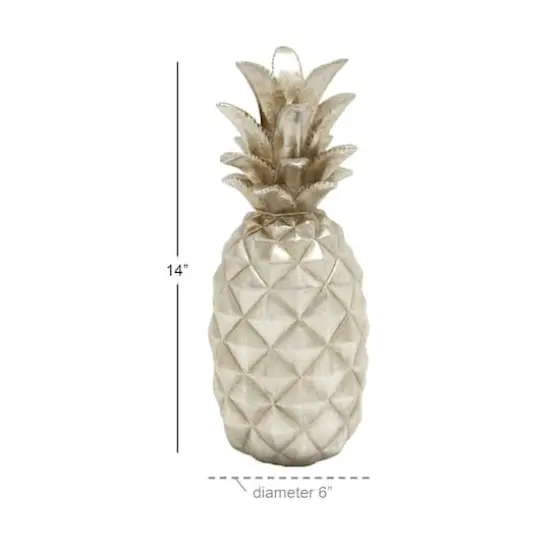 Silver Polystone Traditional Decorative Pineapple, 14" x 6" x 6" {9}