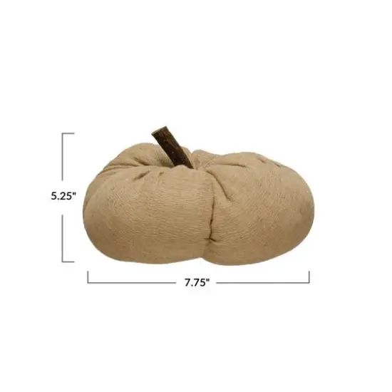 Hello Honey® 7.75" Nutmeg Color Fabric Pumpkin with Wood Stem {6}