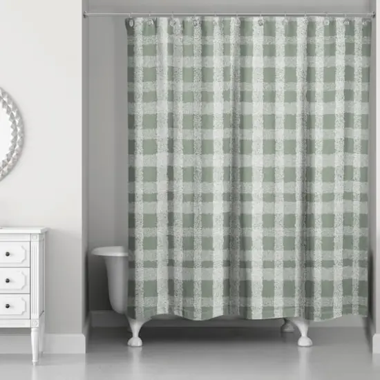Chalky Plaid Shower Curtain Sage {3}