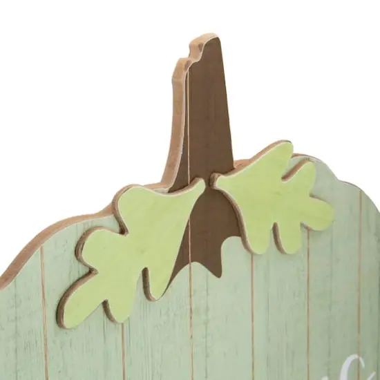 Green Wooden Blessings Pumpkin Hanging Wall Sign {3}