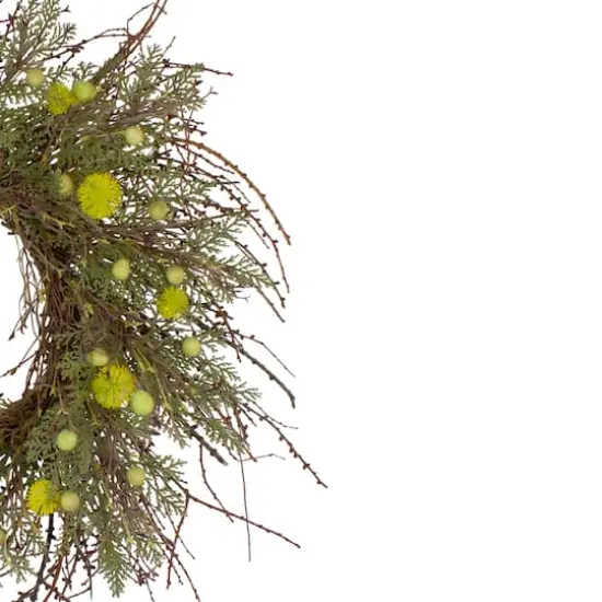 20" Burrs Catkins Leaves & Twig Wreath {4}