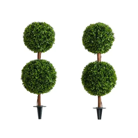 3ft. UV Resistant Double Ball Boxwood Topiaries with Integrated Ground Stake, 2ct. {1}