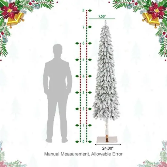 Glitzhome&reg; 7.5ft Pre-Lit Flocked Artificial Christmas Tree, Warm White Lights {9}