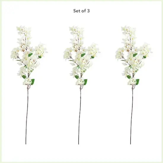 47" White Bougainvillea Flower Stems, 3ct. {4}