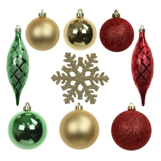 34 Pack Red, Green & Gold Shatterproof Ornaments by Ashland® {3}