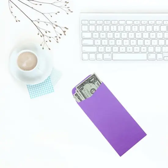 JAM Paper 3.5" x 6.5" Coin Business Envelopes, 50ct. Purple {5}