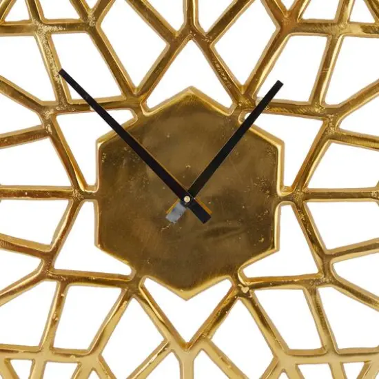 24" Contemporary Abstract Wall Clock Gold {5}