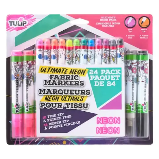 Tulip&reg; Ultimate Fabric Markers Neon, 24 Pack {1}