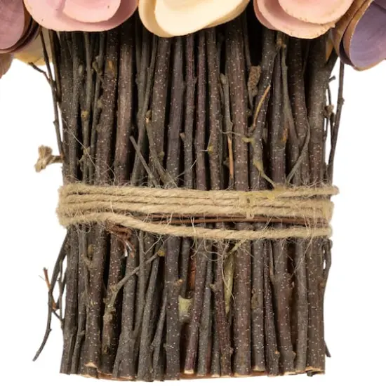 8.25" Pink & Yellow Wooden Artificial Floral Spring Bouquet {6}