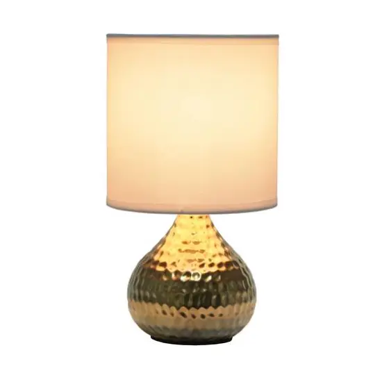 Simple Designs Hammered Gold Table Lamp White {5}
