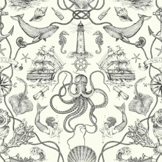 RoomMates Deep Sea Toile Peel & Stick Wallpaper Black and White {1}