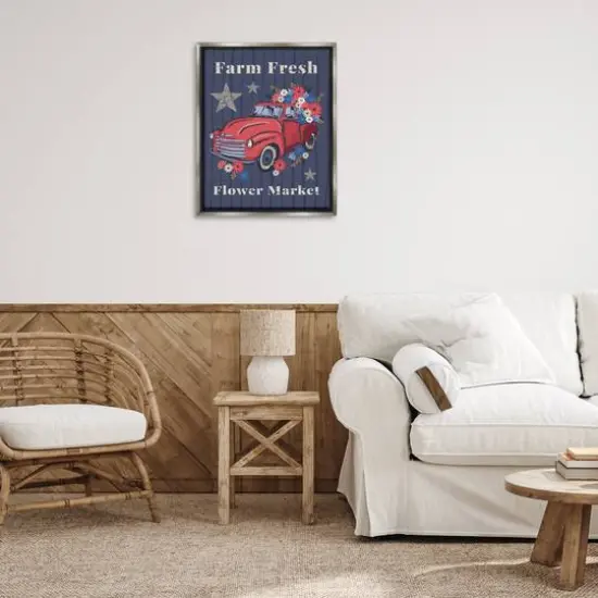 Stupell Industries Farm Fresh Patriotic Market Floater Framed Art Gray {3}