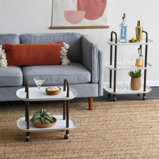 Hello Honey&reg; Main + Mesa&trade; 3-Tier Modern Plastic and Metal Trolley White and Brown {3}