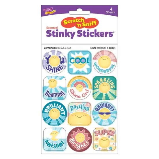 TREND Enterprises&reg; SUN-sational, Lemonade Scent Scratch 'n Sniff Stinky Stickers&reg;, 6 Packs of 48 {4}