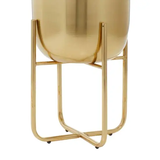 Metal Contemporary Stand Planter Set Gold {5}