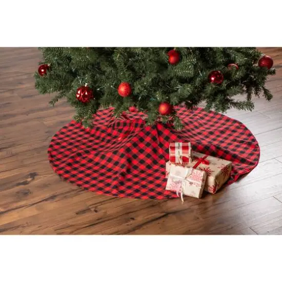 DII&reg; Red & Black Buffalo Check Holiday Tree Skirt  {3}