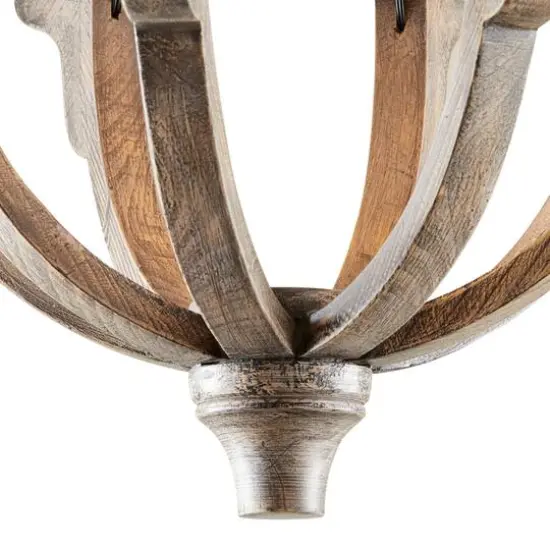 Brown Wood Rustic Candle Chandelier, 28" x 25" x 25" {5}