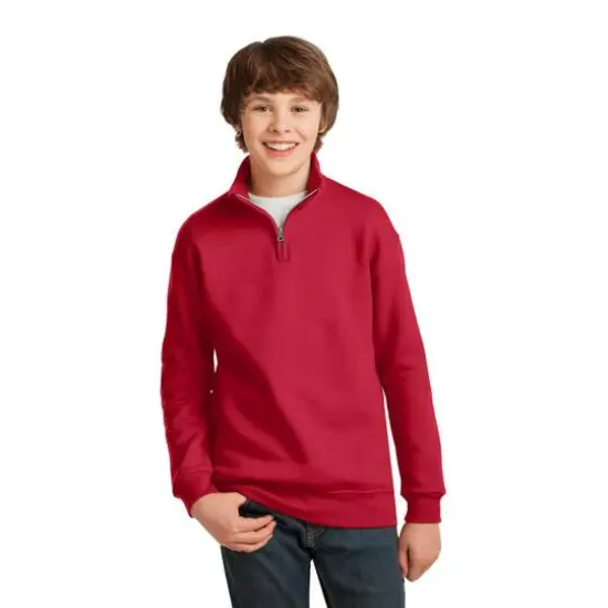 JERZEES&reg; NuBlend&reg; 1/4 Zip Cadet Collar Youth Sweatshirt True Red {4}