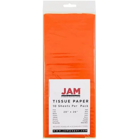 JAM Paper 20" x 26" Tissue Paper, 2 Packs of 10 Sheets Orange {6}