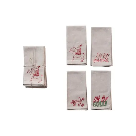 Hello Honey&reg; 18" White & Red Christmas Cotton Napkin Set {1}