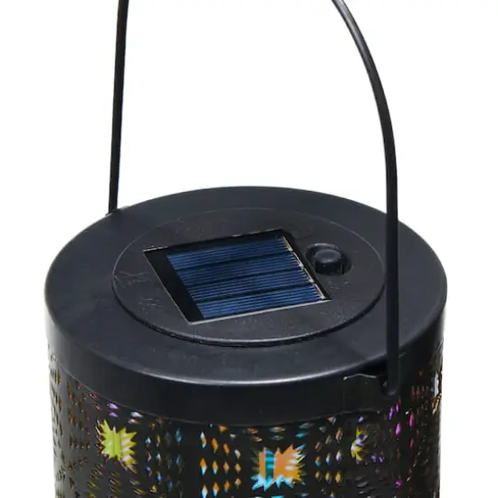 Glitzhome&reg; Metal Cutout Pattern Solar Powered Lanterns, 2ct. {9}
