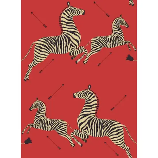 Scalamandre Masai Red Zebra Safari Peel & Stick Wallpaper {1}
