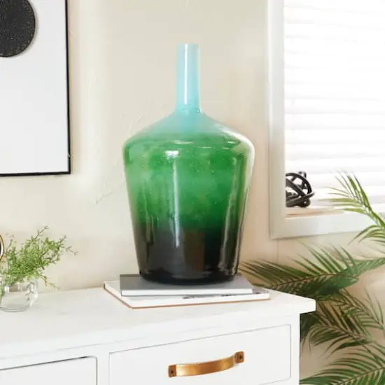 Green Glass Modern Vase, 21" x 12" x 12" {8}