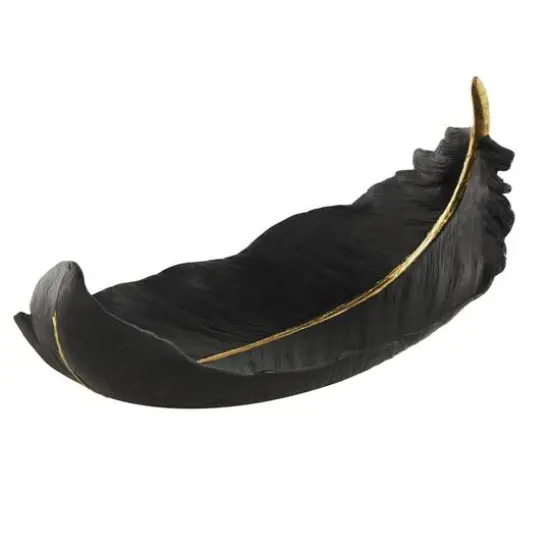 CosmoLiving by Cosmopolitan 13" Black Feather Decorative Bowl {1}