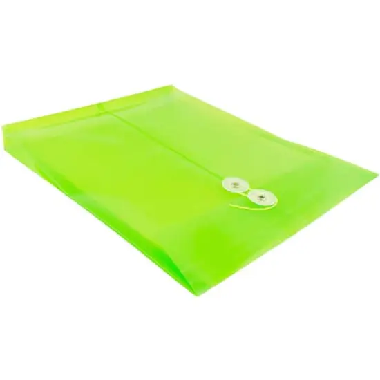 JAM Paper Letter Size Plastic Envelopes with Button & String Tie Closure, 12ct. Lime Green {6}