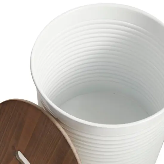 Set of 2 White Metal Farmhouse Storage Stool, 18", 16" {4}