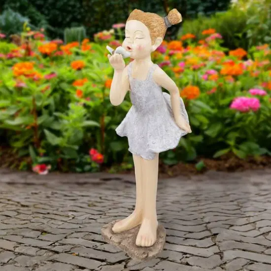 29" Girl with Butterfly Outdoor Garden Statue {4}