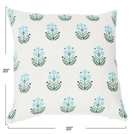 Hello Honey&reg; 20'' Square Floral Print Cotton Pillow Cover {3}