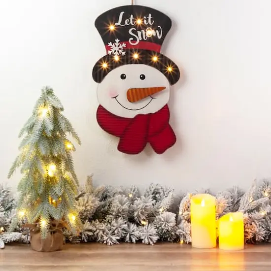 Glitzhome&reg; 19" Lighted Snowman Wall D&eacute;cor {3}