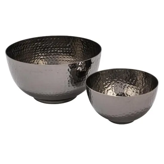 Hello Honey&reg; Silver Finish Round Hammered Metal Bowl Set {1}
