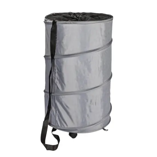 Household Essentials Rolling Pop Up Laundry Hamper Gray {1}