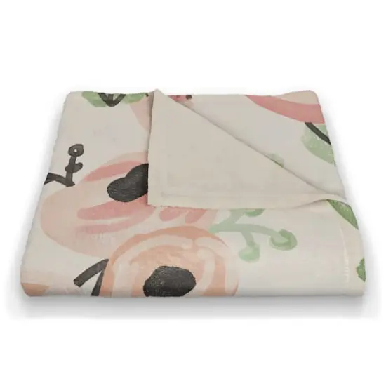 Blush Flowers Fleece Blanket {3}