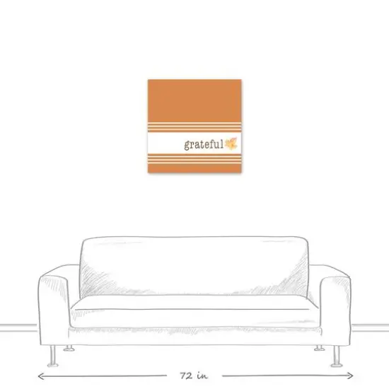 Orange & White Stripes Grateful Fall Canvas Wall Art {6}