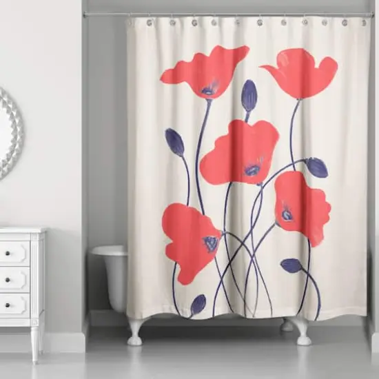 Simple Red Poppies 71" x 74" Shower Curtain {3}
