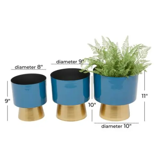 Blue Modern Planter, Set of 3" 10", 11", 9" {8}