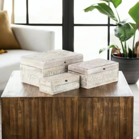White Mango Wood Natural Box Set, 8", 10" & 12" {1}