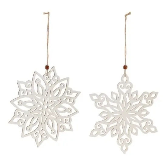 Wood Cut-Out Snowflake Ornament Set {3}