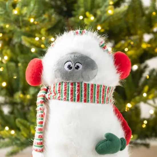 Glitzhome&reg; 29"H Christmas Fabric Yeti With Telescoping Legs {5}