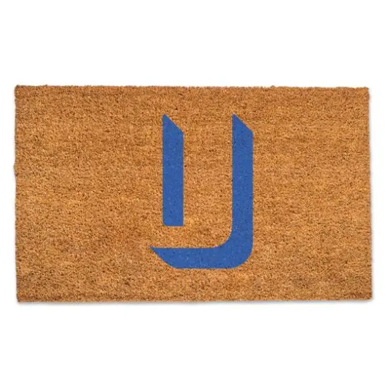 Blue Shadow Monogram Natural Coir Doormat U {1}
