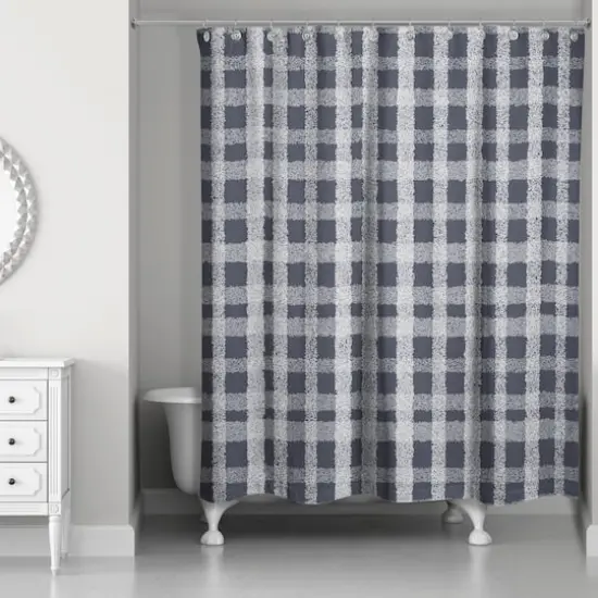 Chalky Plaid Shower Curtain Navy {3}